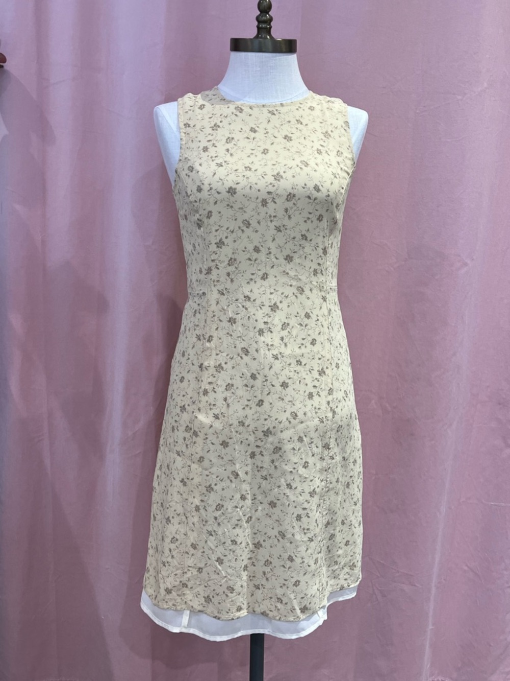 Vintage Jacob Floral Slip Dress Size 3 Butter Yellow Minimalist Sleeveless Midi
